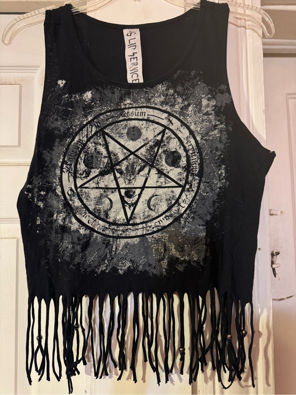 Lip Service vintage wolf moon phase tank top M goth metal witchy